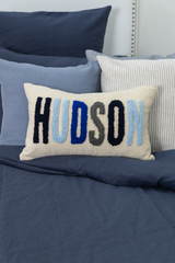 Blue Personalized Name Pillow Cover
