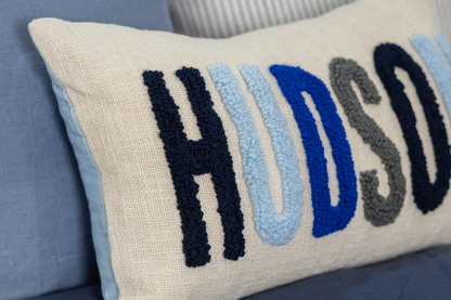 Blue Personalized Name Pillow Cover