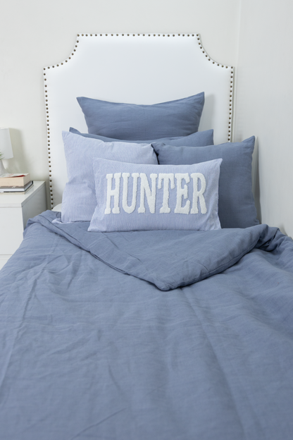 Blue Stripes Custom Name Pillow Cover