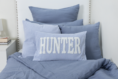 Blue Stripes Custom Name Pillow Cover