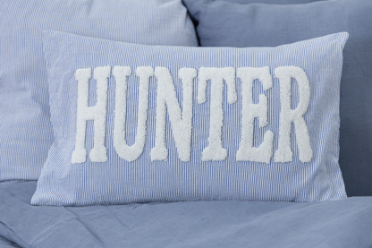 Blue Stripes Custom Name Pillow Cover