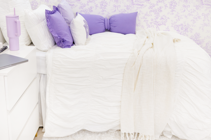 Cotton Percale Organic Ruched Duvet Cover
