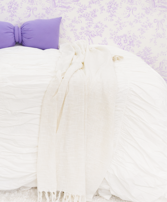 Solid Cotton Throws with Tassels-Off White