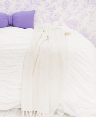 Solid Cotton Throws with Tassels-Off White
