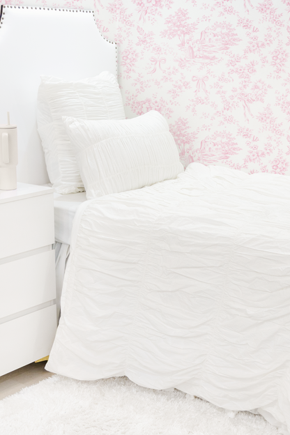 Cotton Percale Organic Ruched Duvet Cover