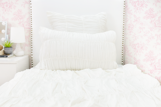 Cotton Percale Organic Ruched Shams