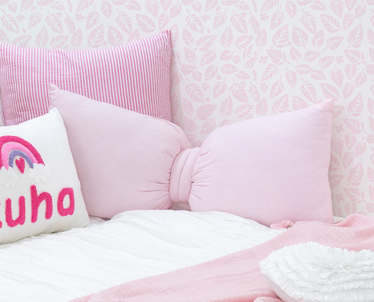 Bow Pillow- Off White Textured