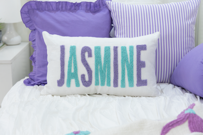 Lavender Mint Linen Custom Name Pillow Cover