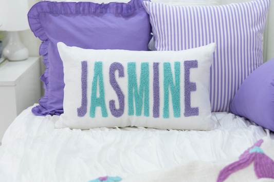 Lavender Mint Linen Custom Name Pillow Cover