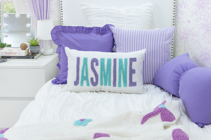 Lavender Mint Linen Custom Name Pillow Cover