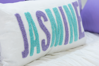 Lavender Mint Linen Custom Name Pillow Cover