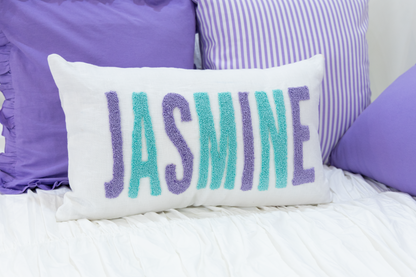 Lavender Mint Linen Custom Name Pillow Cover