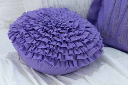 Round Rosette Pillow- Lavender