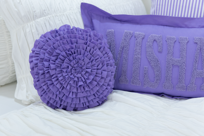 Round Rosette Pillow- Lavender