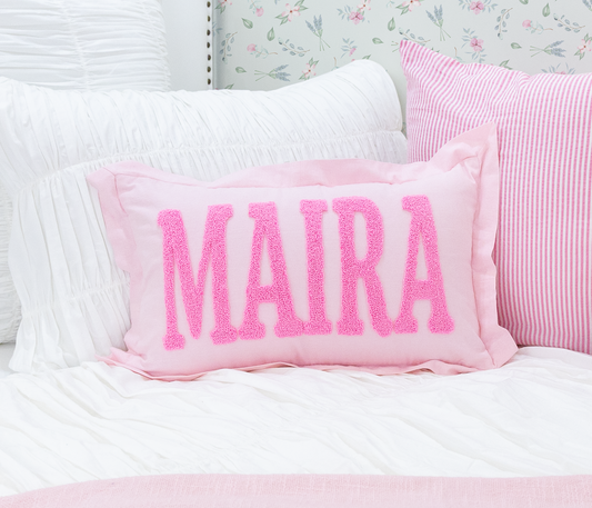 Baby Pink Personalized Name Pillow Cover