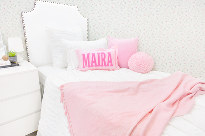 Solid Cotton Throws with Tassels-Fuchsia Pink