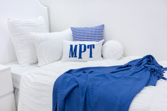 Solid Cotton Throws with Tassels-Azure Blue