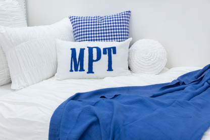 Azure Blue Personalized Monogram Pillow Cover
