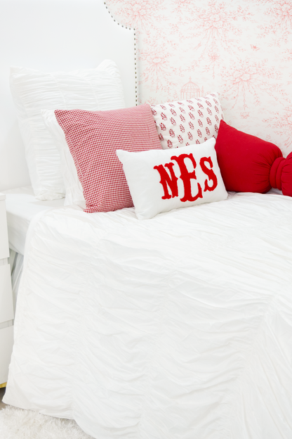 Cotton Percale Organic Ruched Duvet Cover