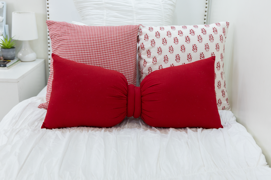Bow Pillow- Off White Textured