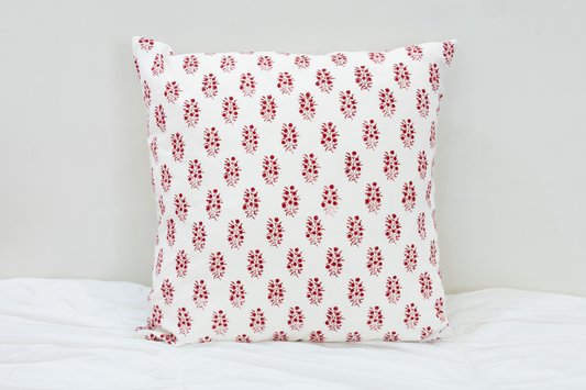 Blue Petite Floral Block Print Pillow Cover