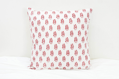 Red Petite Floral Block Print Pillow Cover