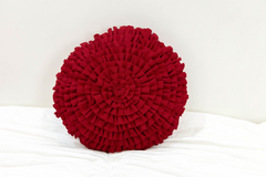 Round Rosette Pillow- Red
