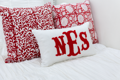 Red Personalized Monogram Pillow Cover