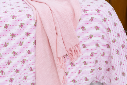 Solid Cotton Throws with Tassels-Fuchsia Pink