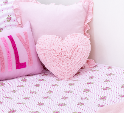 Heart Rosette Pillow- Baby Blue