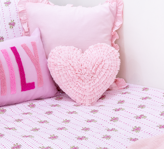 Heart Rosette Pillow- White