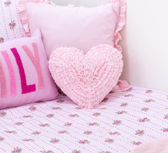 Heart Rosette Pillow- Baby Pink
