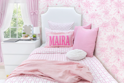 Baby Pink Personalized Name Pillow Cover