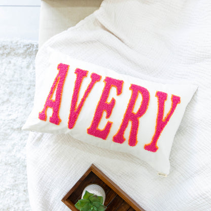 Personalized Needle Punch Decorative Pillow Covers- Off White