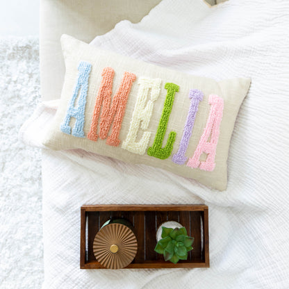 Personalized Name Pillow Covers with Hand Embroidery- Baby Pink