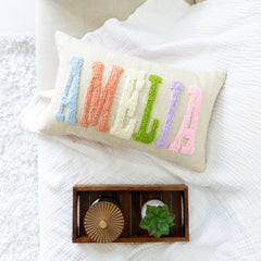 Personalized Name Pillow Covers with Hand Embroidery- Baby Pink