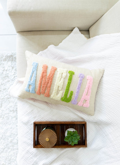 Personalized Name Pillow Covers with Hand Embroidery- Baby Pink