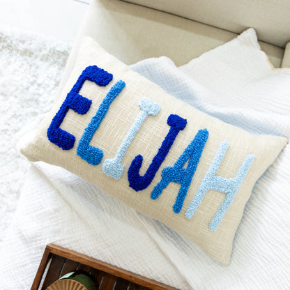 Bespoke Punch Needle Embroidered Cushion Covers- Baby Blue