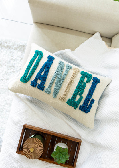 Personalized Family Name Punch Needle Pillow Covers- Dark Teal