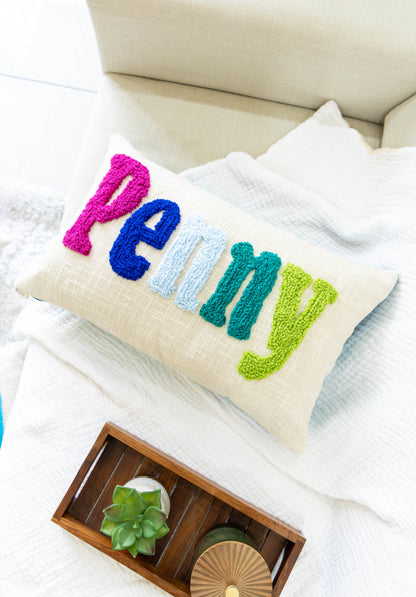 Custom Embroidered Cushion Covers with Punch Needle Art- Dark Teal