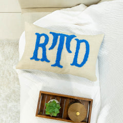 Personalized Monogram Punch Needle Pillow Covers for Gifts- Baby Blue