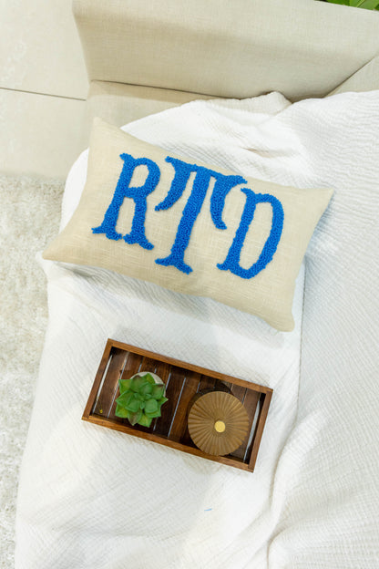 Personalized Monogram Punch Needle Pillow Covers for Gifts- Baby Blue
