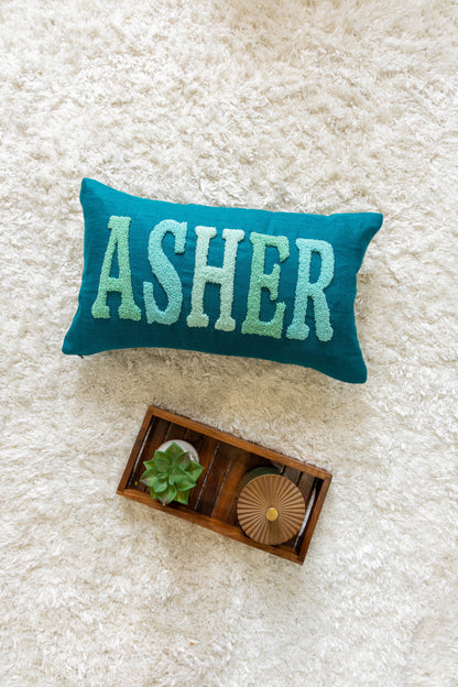 Monogrammed Punch Needle Pillow Covers- Dark Teal