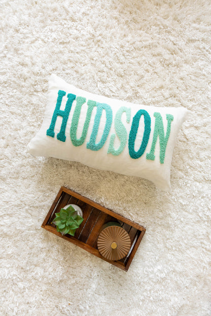 Custom Embroidered Cushion Covers with Punch Needle Art- White