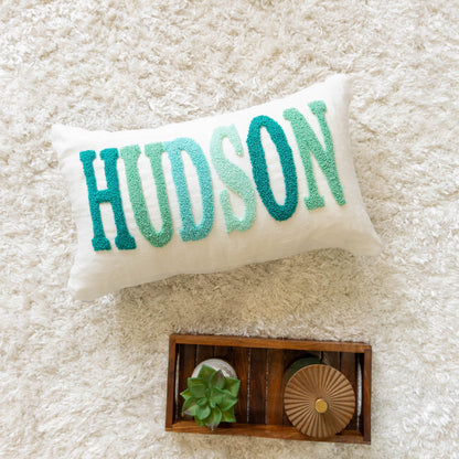Custom Embroidered Cushion Covers with Punch Needle Art- White