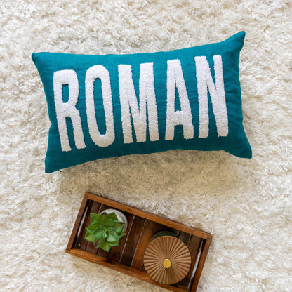Handmade Personalized Cushion Covers with Punch Needle Detailing- Dark Teal