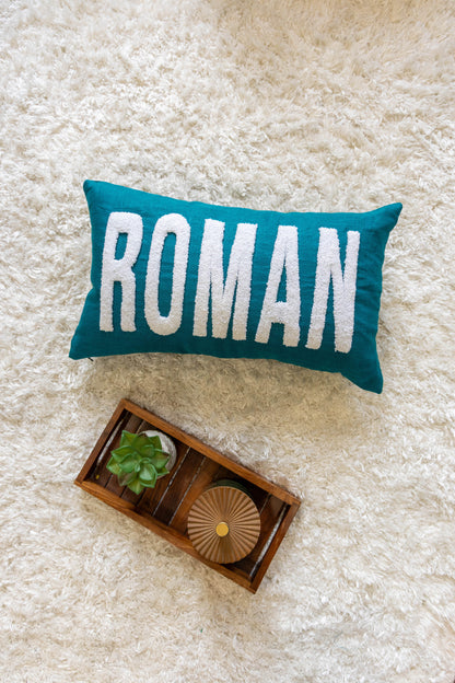 Handmade Personalized Cushion Covers with Punch Needle Detailing- Dark Teal