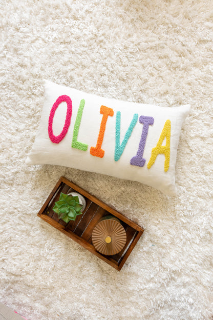 Personalized Decorative Cushion Covers with Needle Punch Embroidery- White