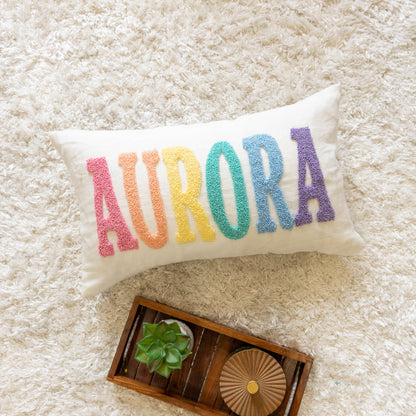 Handmade Punch Needle Personalized Pillowcases- White