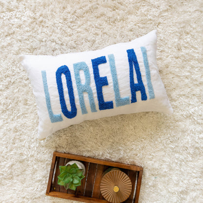 Custom Decorative Pillow Covers with Needle Punch Embroidery- White
